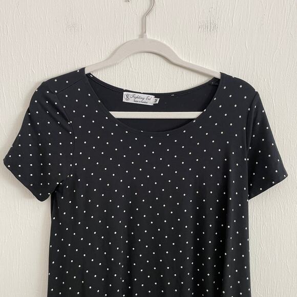 Fighting Eel Hawaii Womens Short Sleeve Mini Dress M Black White Polka Dot - Picture 6 of 11